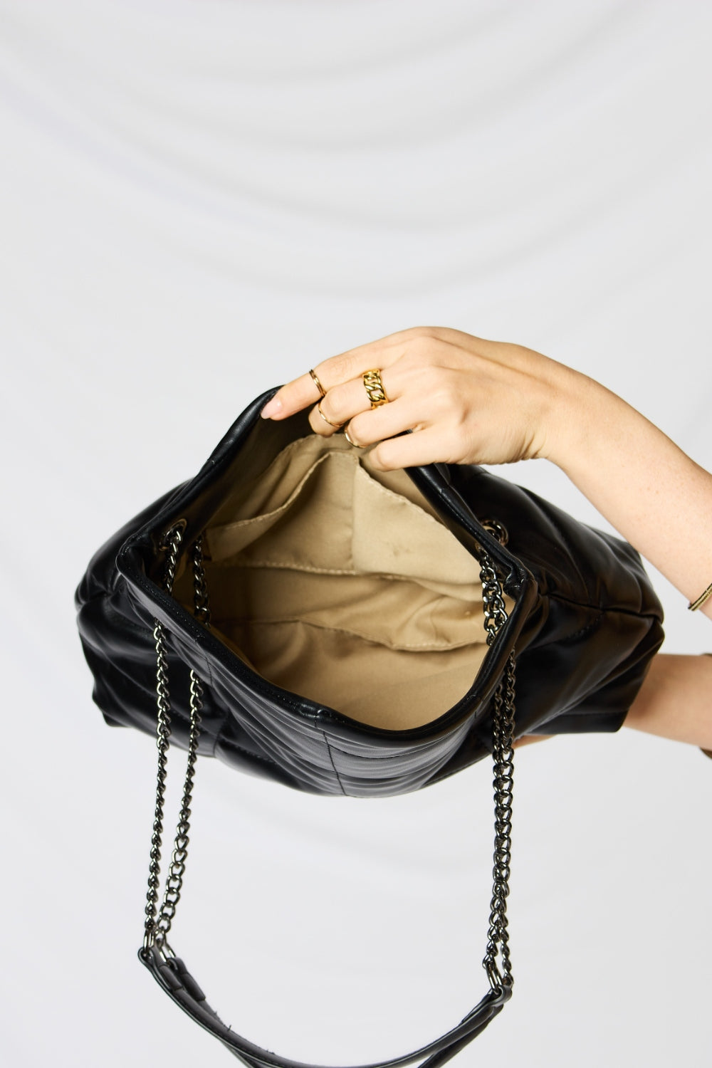 Black PU Leather Chain Handbag (2 Colors)