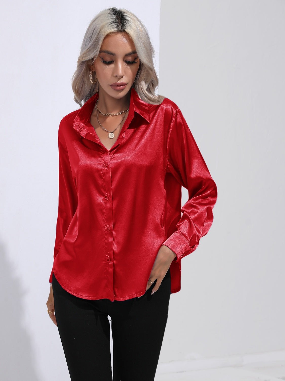 Collared Neck Buttoned Long Sleeve Shirt (8 Colors)