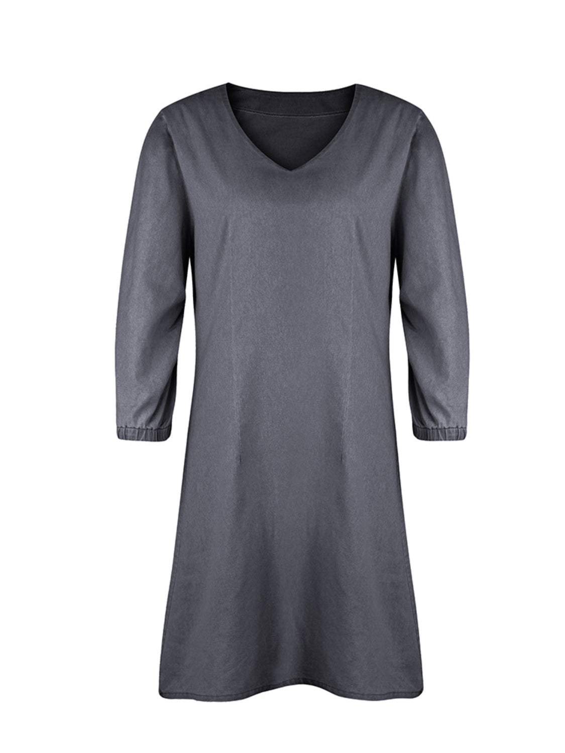 Full Size V-Neck Half Sleeve Denim Dress (4 Colors)