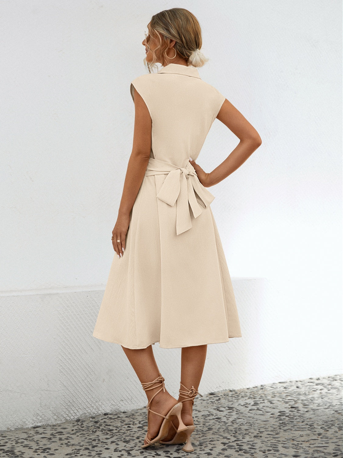Button Up Cap Sleeve Midi Dress (2 Colors)