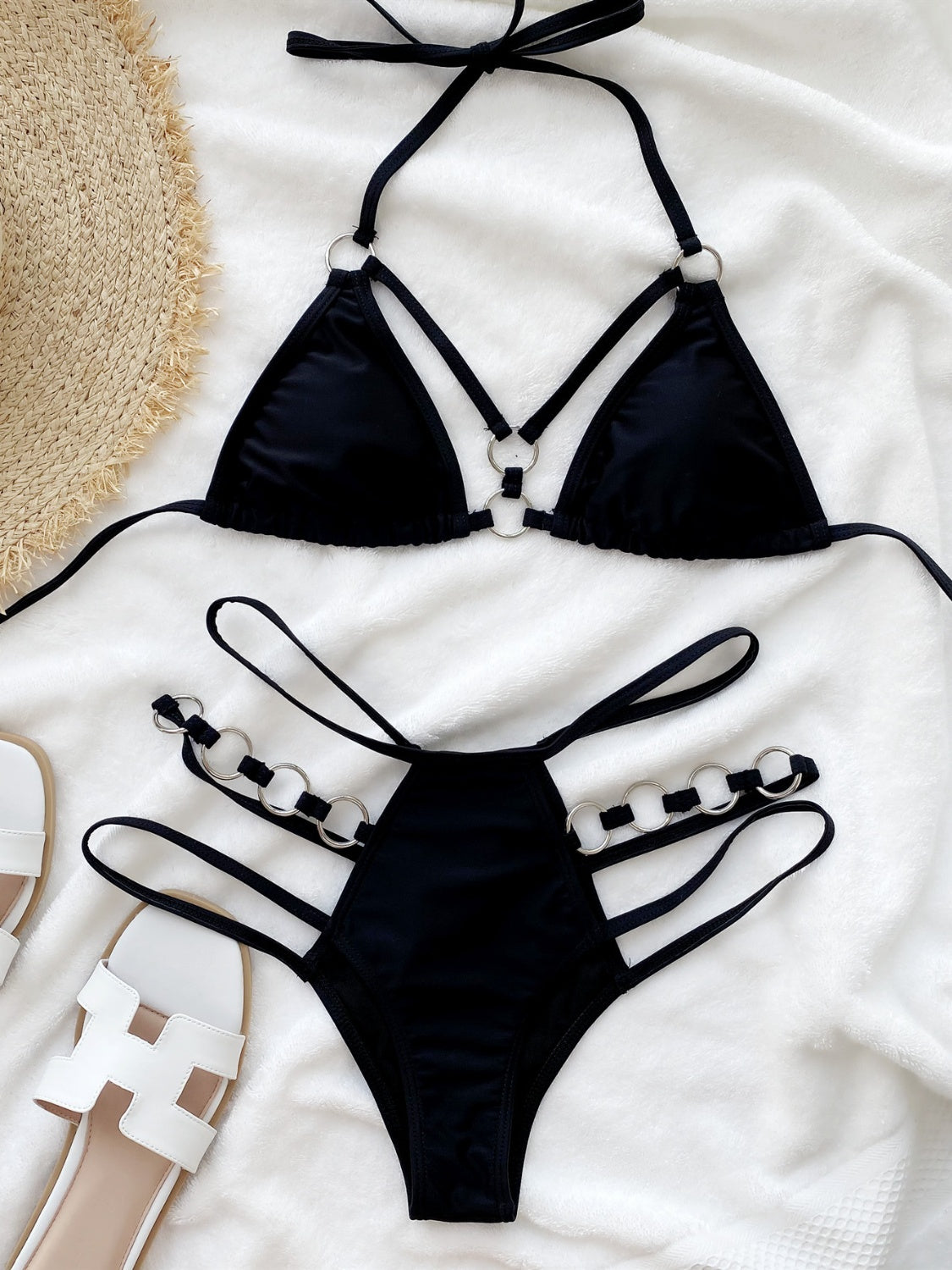 Cutout Halter Neck Two-Piece Bikini Set (5 Colors)