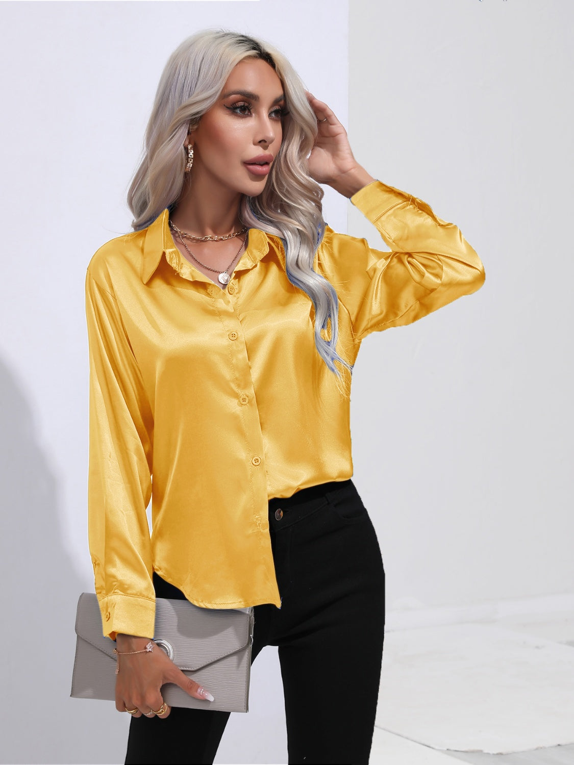 Collared Neck Buttoned Long Sleeve Shirt (8 Colors)