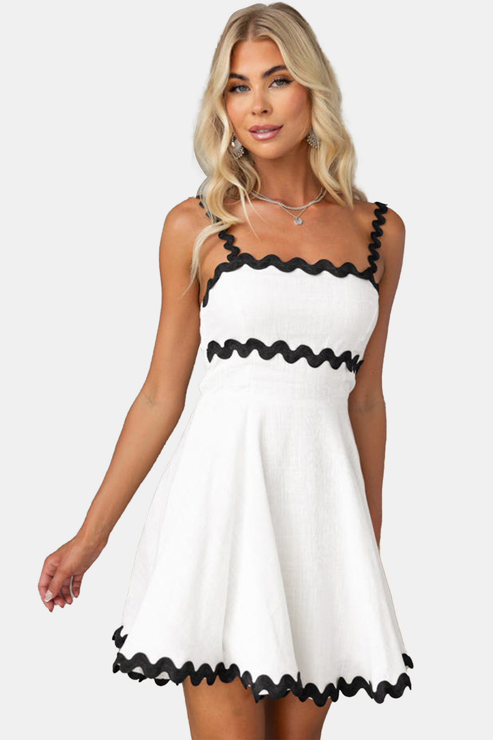 Contrast Trim Square Neck Mini Dress (6 Colors)