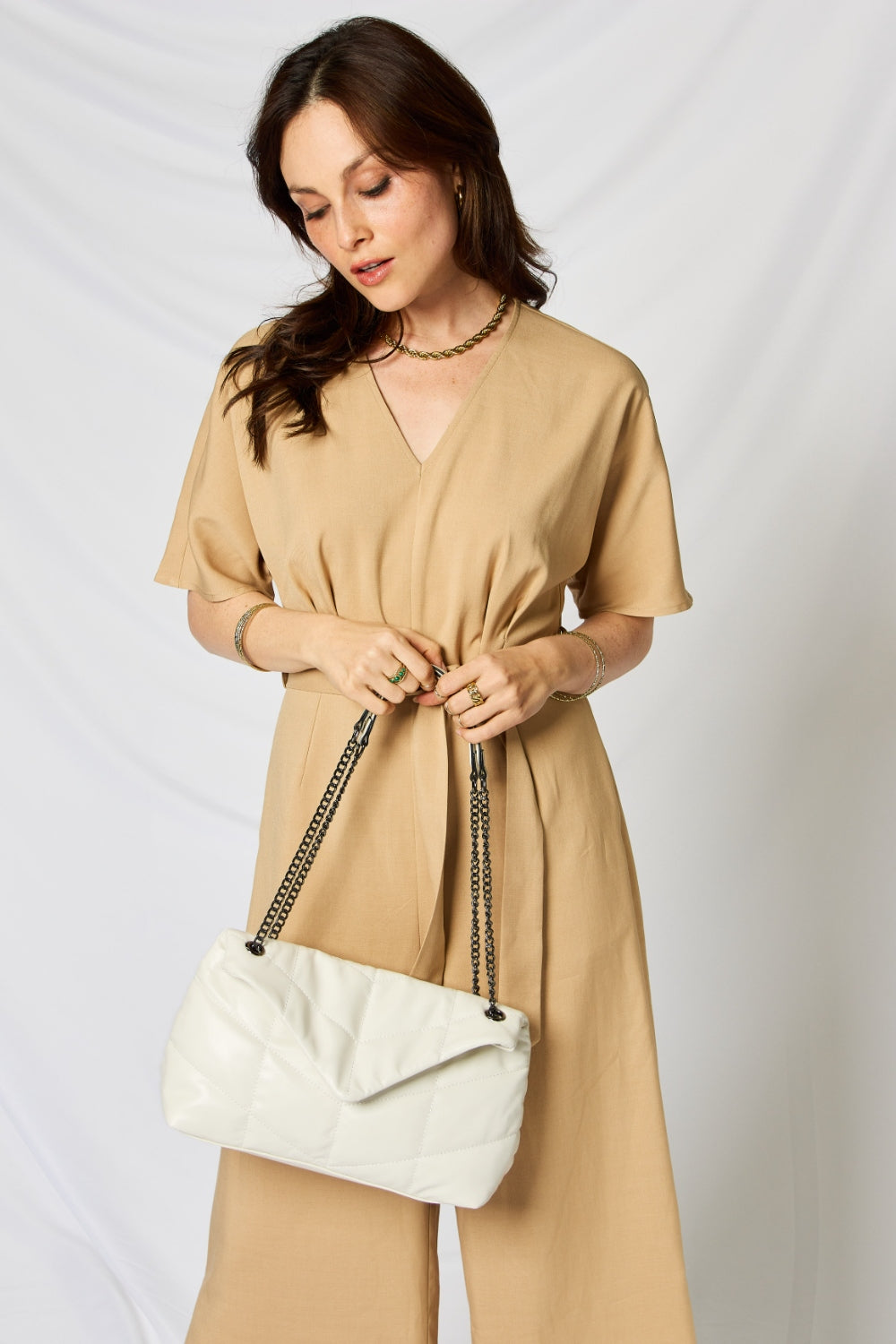 Black PU Leather Chain Handbag (2 Colors)
