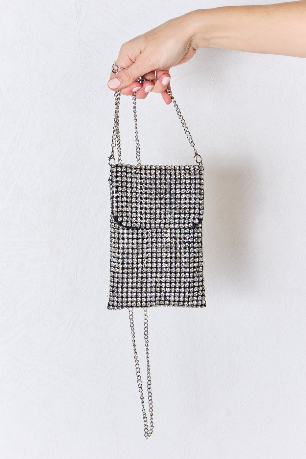 Forever Link Rhinestone Mini Crossbody Bag in Silver