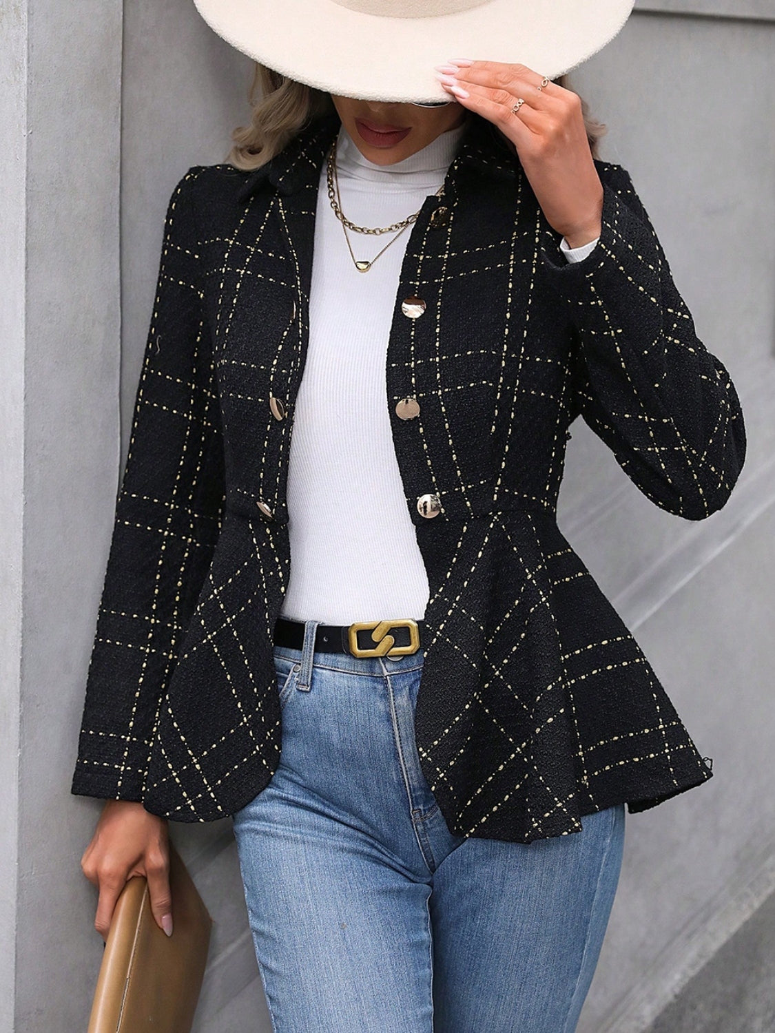 Ruffle Hem Collared Blazer (4 Colors)