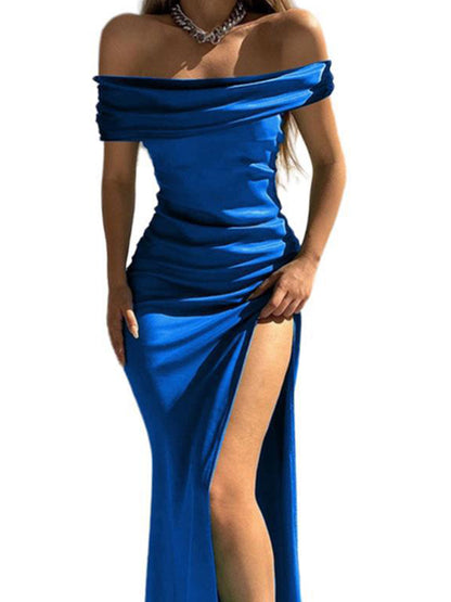 Split Ruched Off-Shoulder Dress (4 Colors)