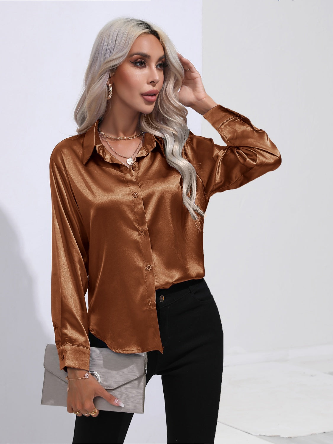 Collared Neck Buttoned Long Sleeve Shirt (8 Colors)