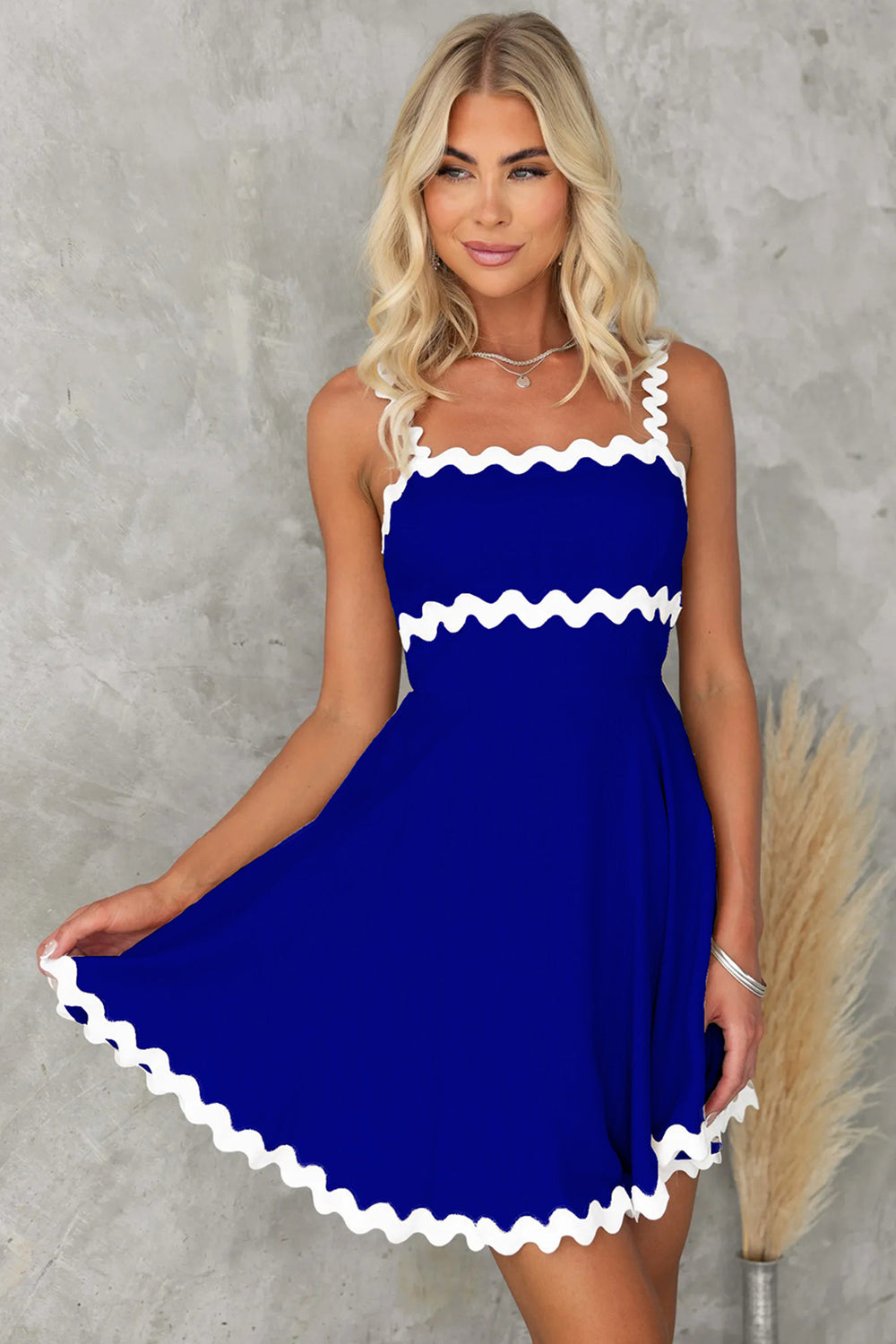 Contrast Trim Square Neck Mini Dress (6 Colors)