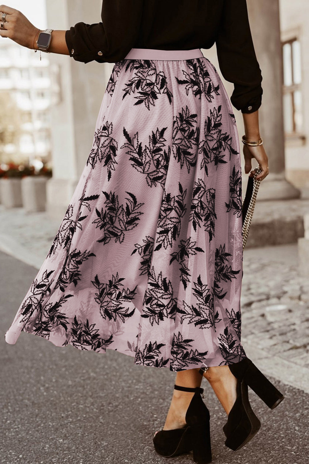 Embroidered High Waist Maxi Skirt (4 Colors)