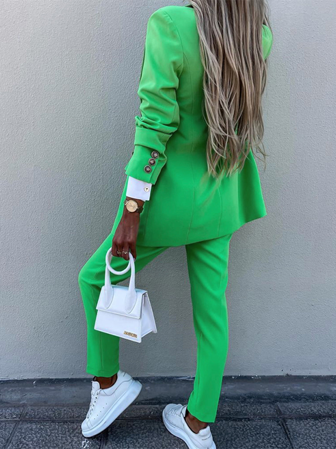 Lapel Collar Long Sleeve Blazer and Pants Set (7 Colors)