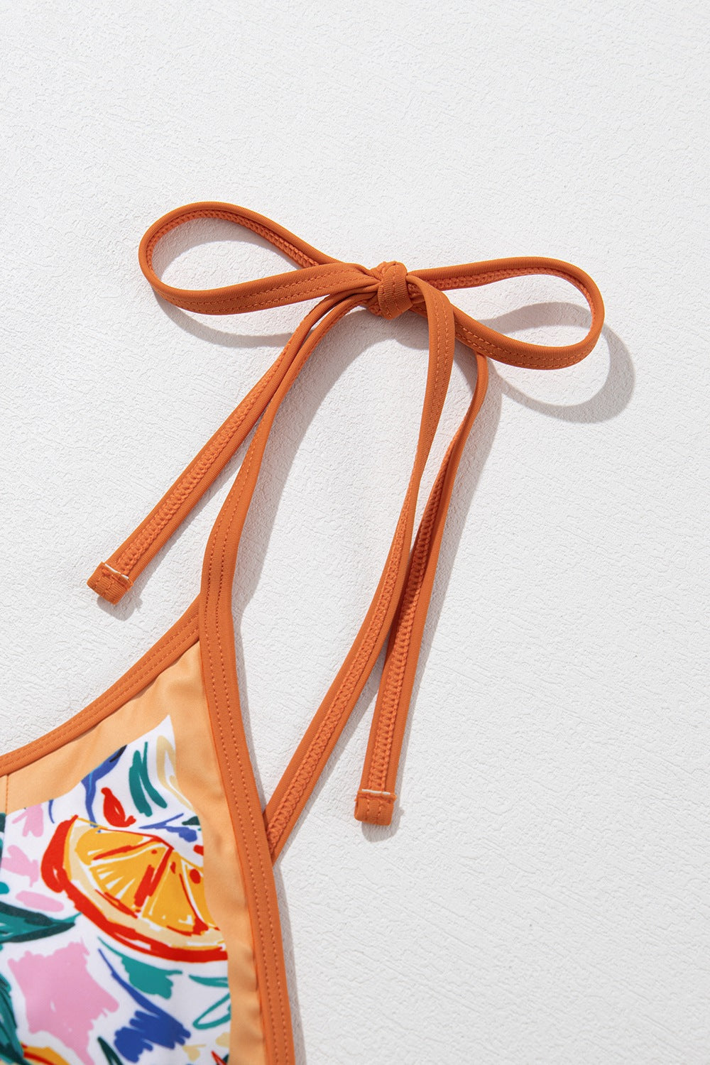 Orange Fever Printed V-Neck Tie Shoulder One-Piece Swimwear
