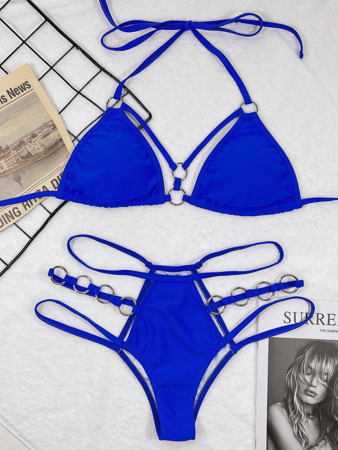 Cutout Halter Neck Two-Piece Bikini Set (5 Colors)