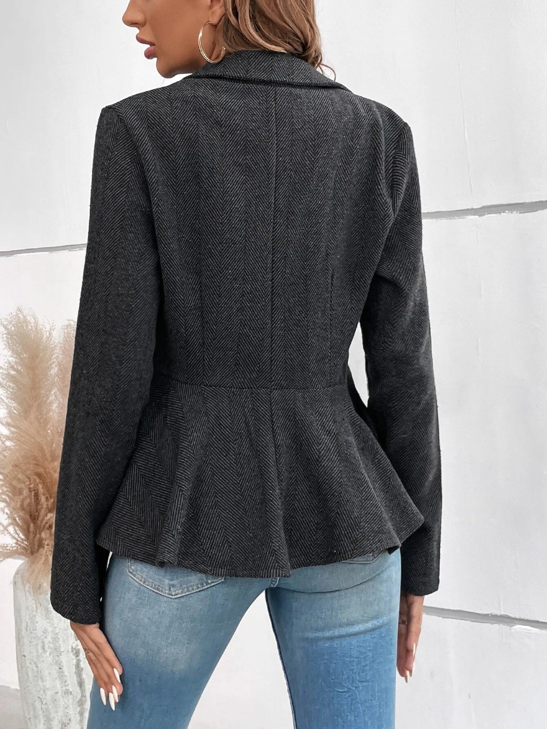 Ruffle Hem Collared Blazer (4 Colors)