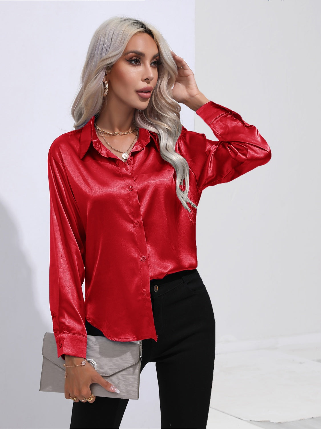 Collared Neck Buttoned Long Sleeve Shirt (8 Colors)