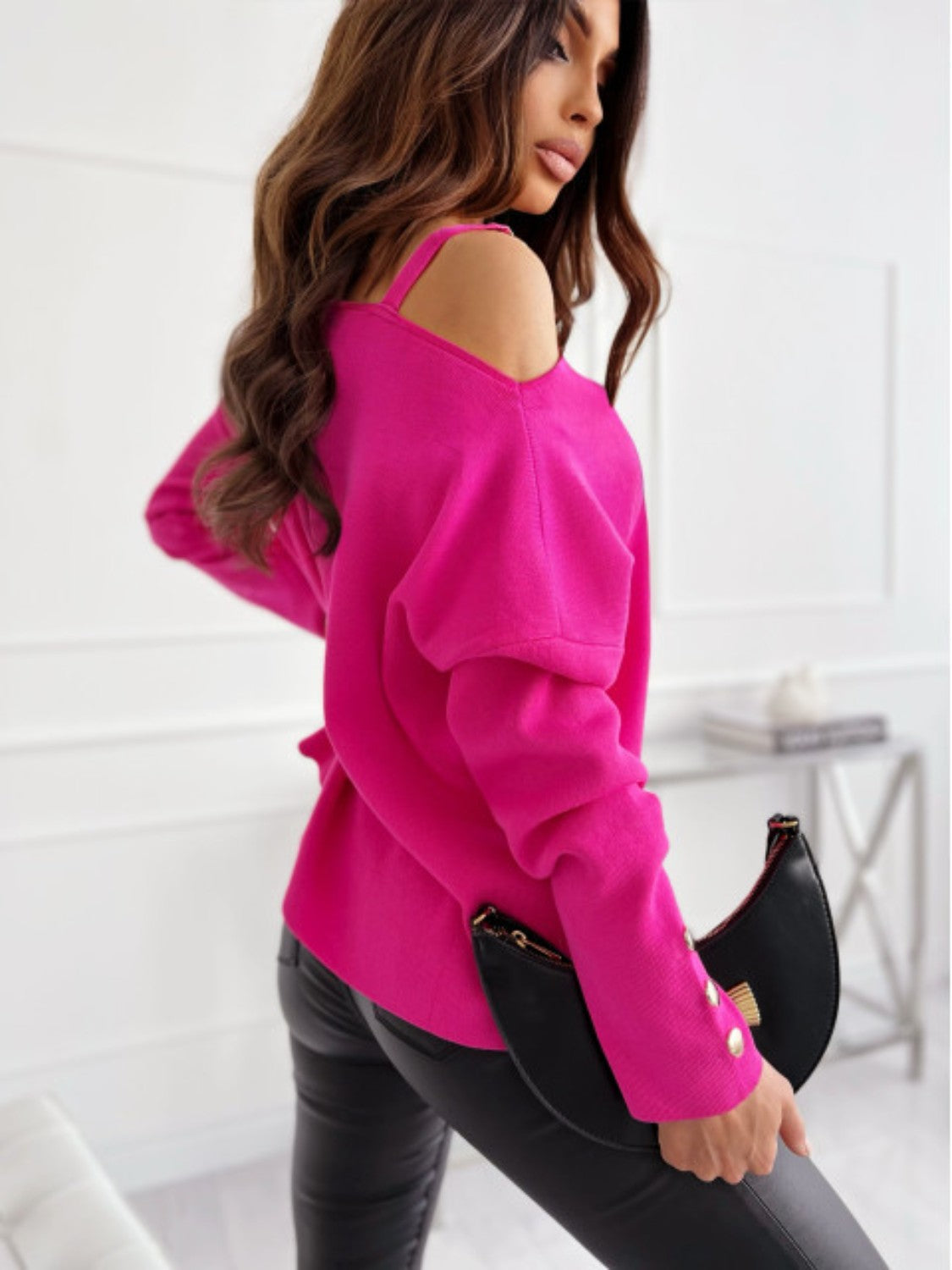 Asymmetrical Neck Buttoned Top (3 Colors)