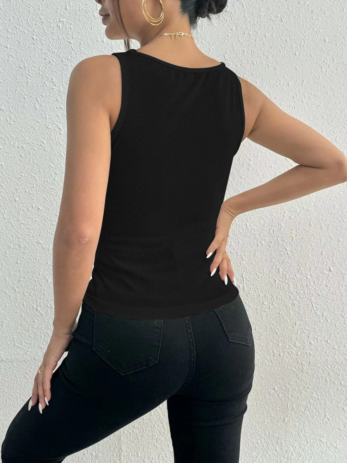 Lace Detail Square Neck Wide Strap Tank (5 Colors)