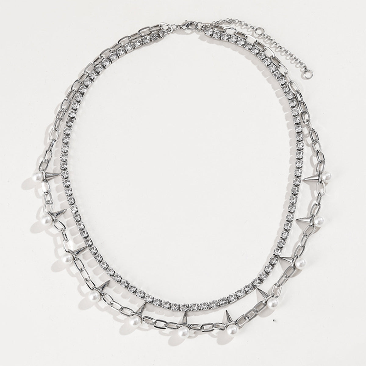 Rhinestone Double-Layered Necklace