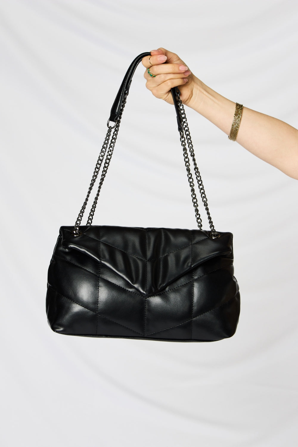 Black PU Leather Chain Handbag (2 Colors)