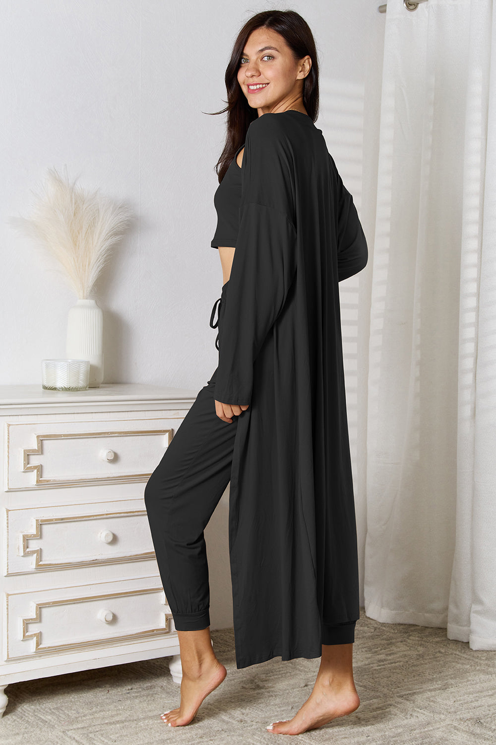 Tank, Pants, and Cardigan 3 Piece Set with Pockets (4 Colors)
