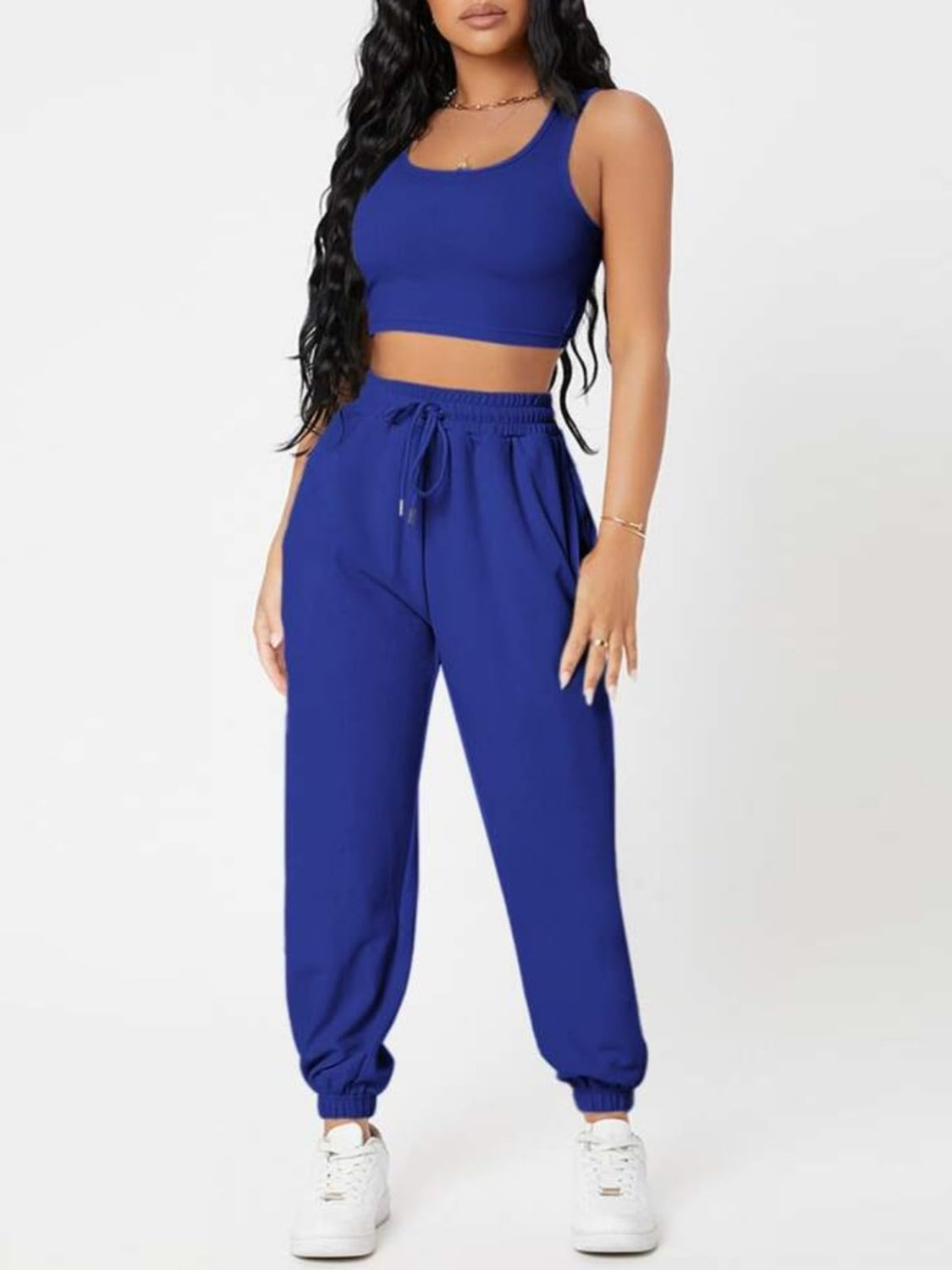Outfit Set - Wide Strap Top and Drawstring Joggers Set (8 Colors)