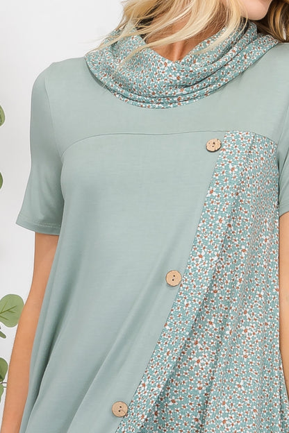 Celeste Full Size Decor Button Short Sleeve Dress with Pockets (3 Colors)