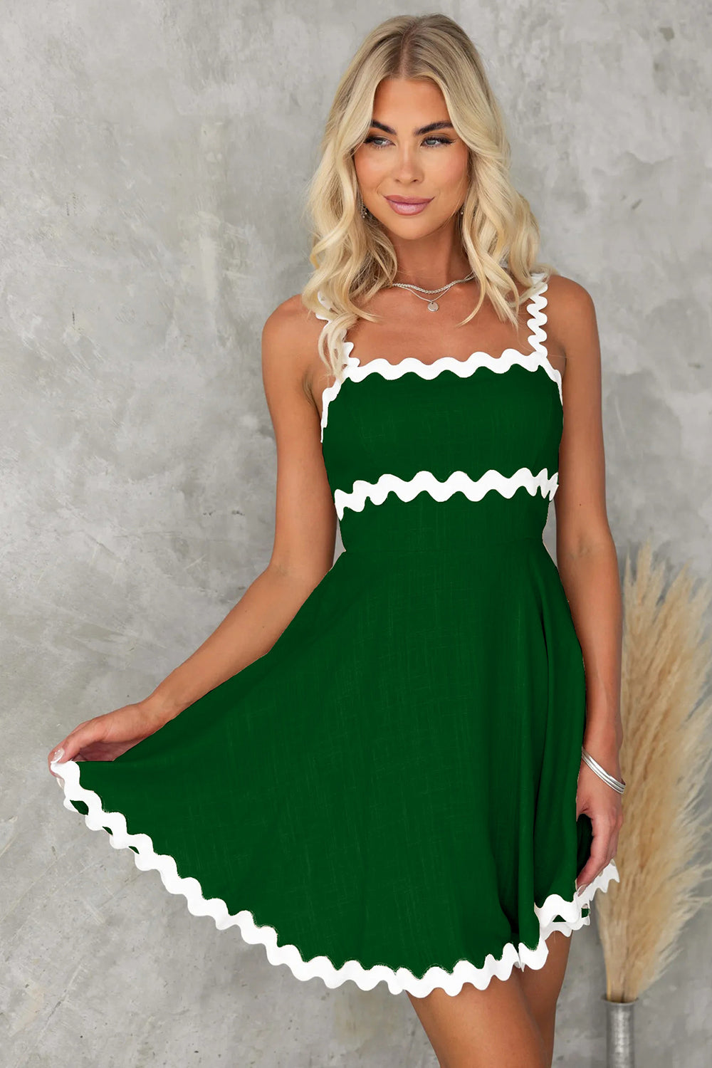 Contrast Trim Square Neck Mini Dress (6 Colors)