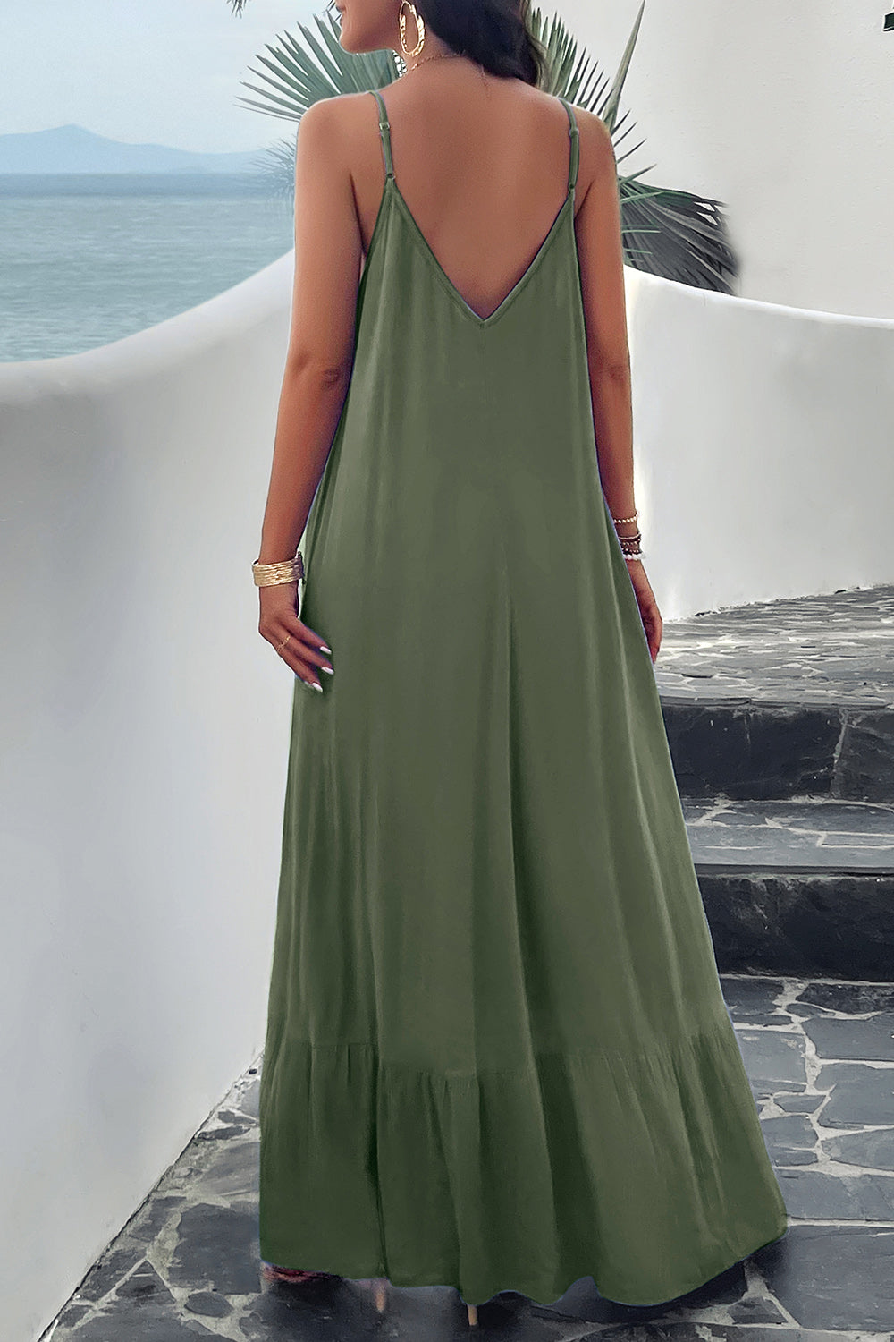Backless Maxi Cami Dress with Pockets (4 Colors)