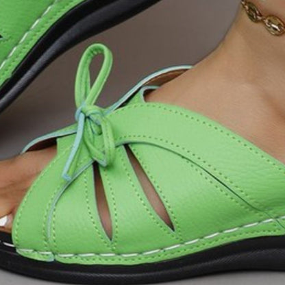Tied Open Toe Low Heel Sandals (6 Colors)