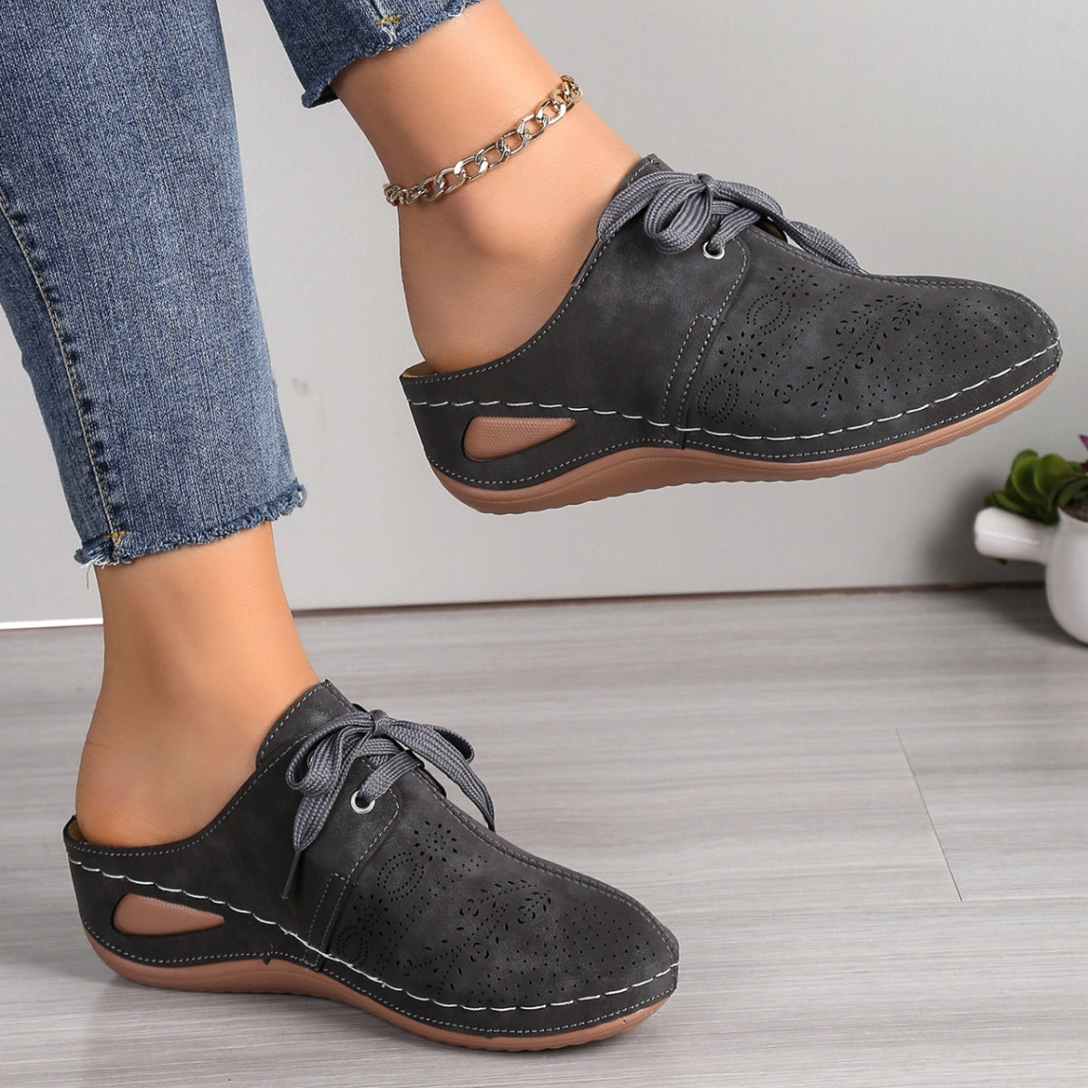 Lace-Up Round Toe Wedge Sandals (5 Colors)