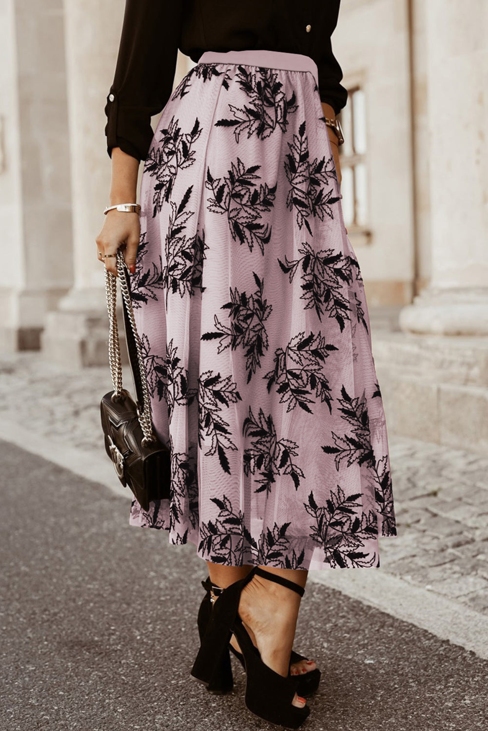 Embroidered High Waist Maxi Skirt (4 Colors)