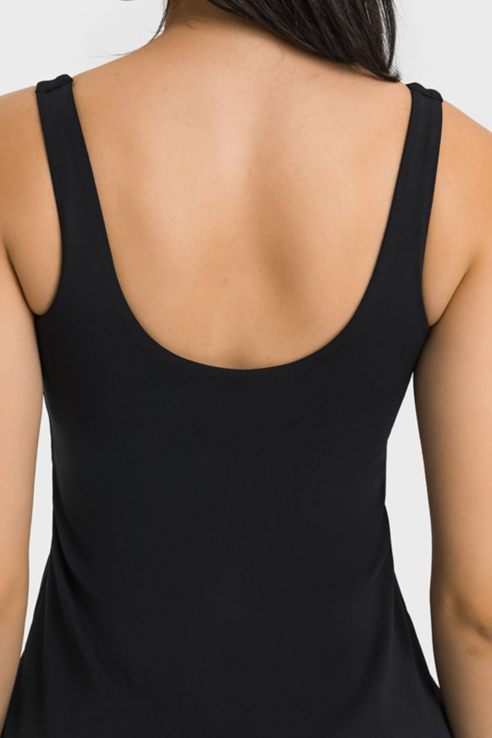 Square Neck Sports Tank Dress with Full Coverage Bottoms (3 Colors)