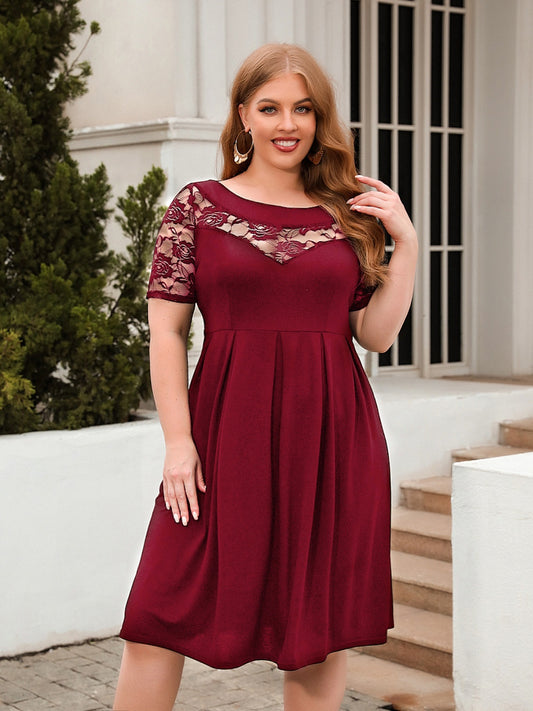 Plus Size Ruched Round Neck Short Sleeve Dress (8 Colors)