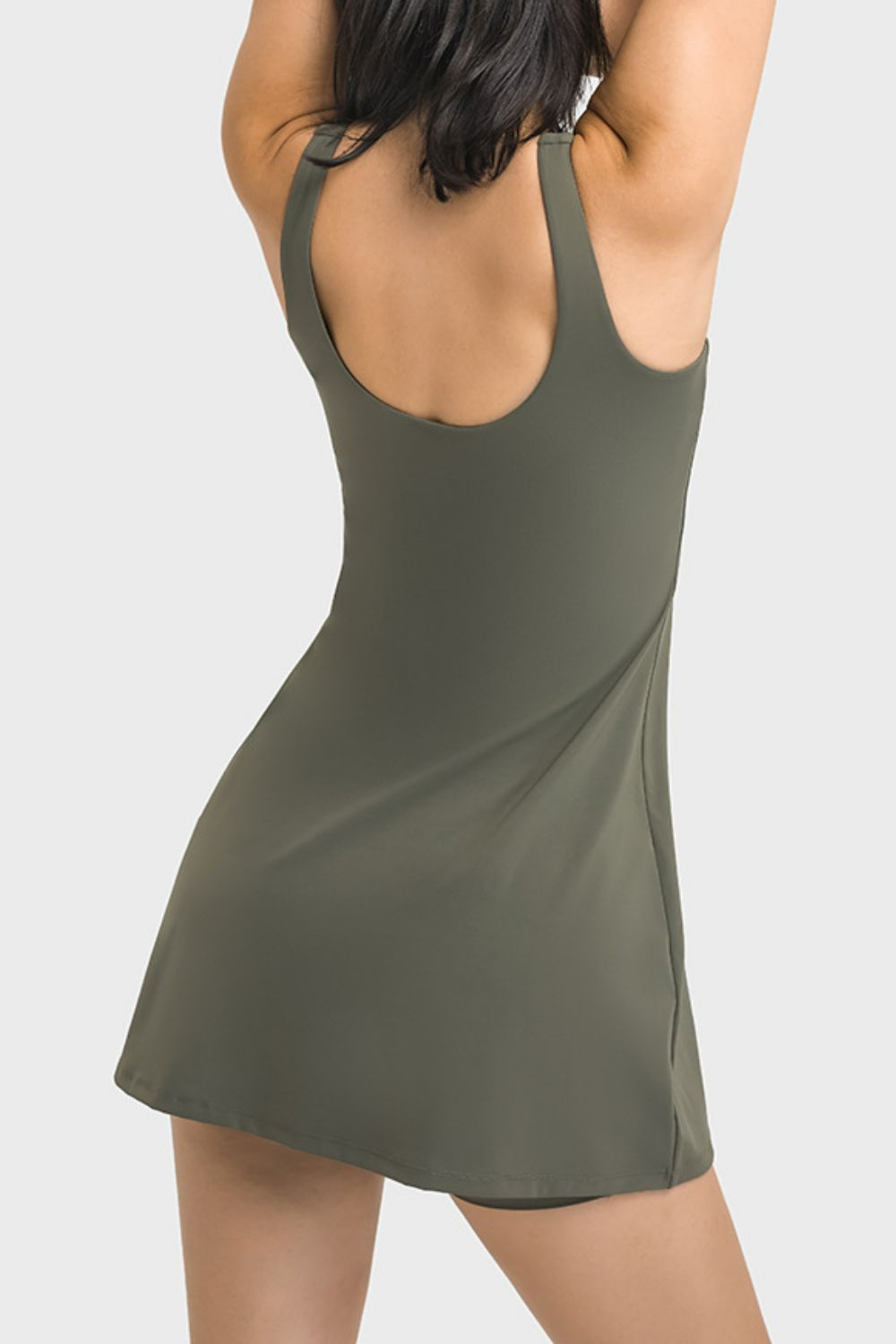 Square Neck Sports Tank Dress with Full Coverage Bottoms (3 Colors)