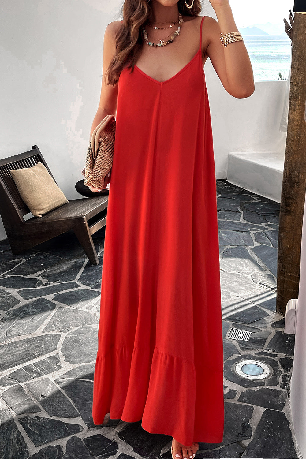 Backless Maxi Cami Dress with Pockets (4 Colors)
