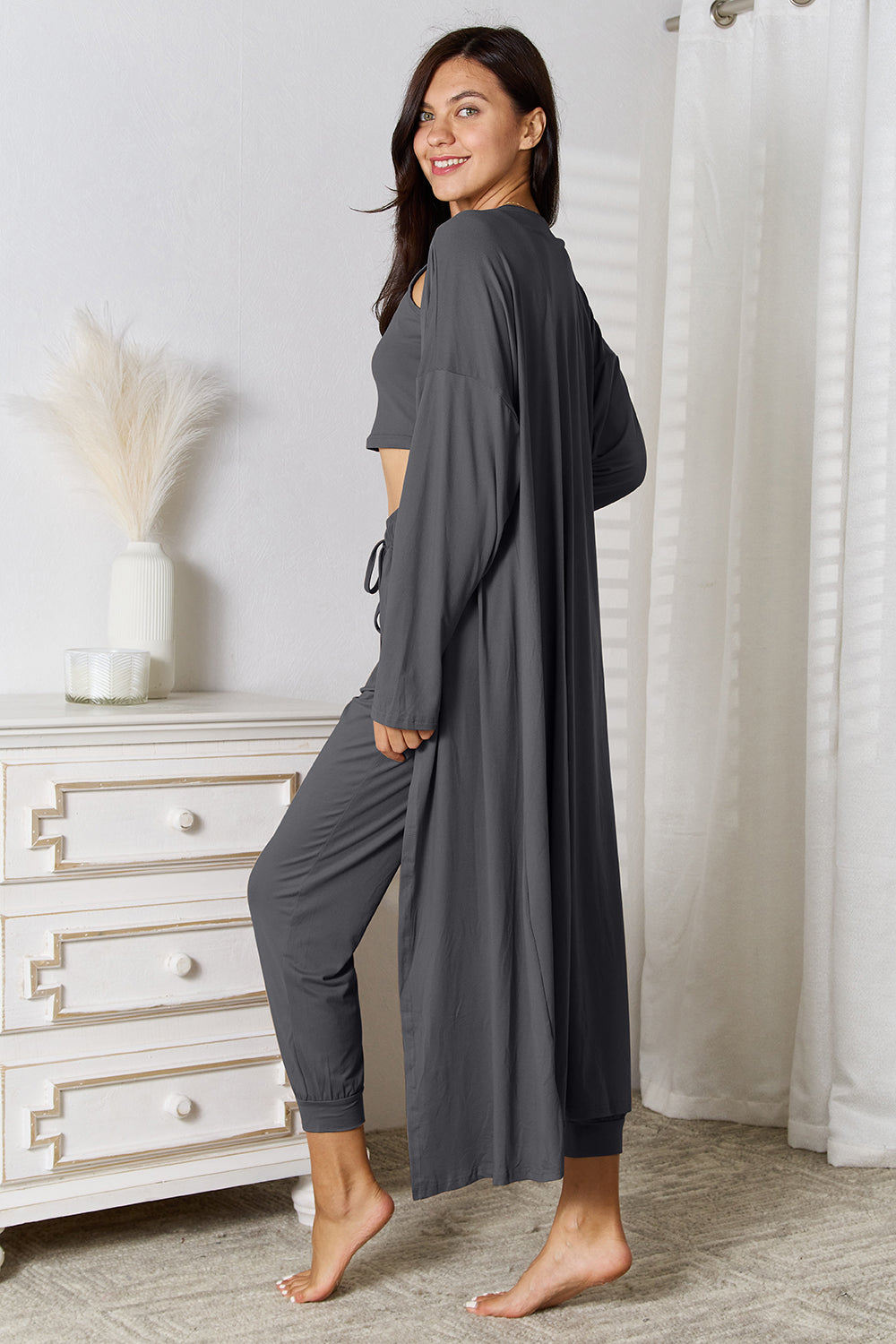 Tank, Pants, and Cardigan 3 Piece Set with Pockets (4 Colors)