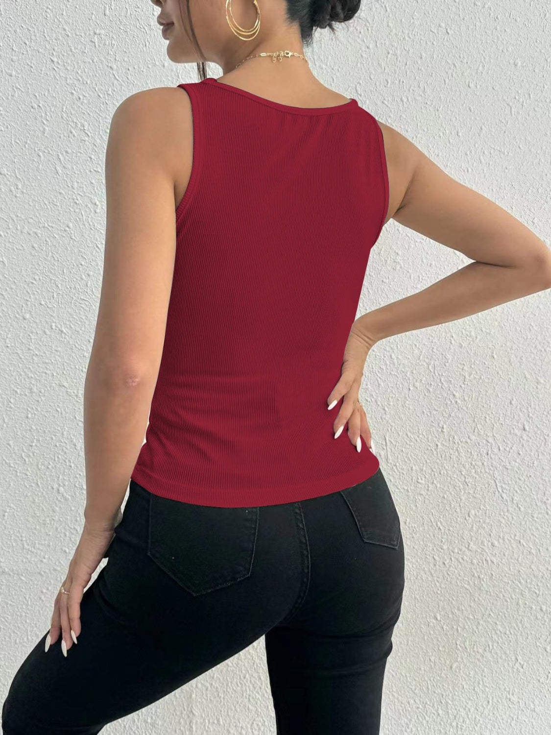 Lace Detail Square Neck Wide Strap Tank (5 Colors)