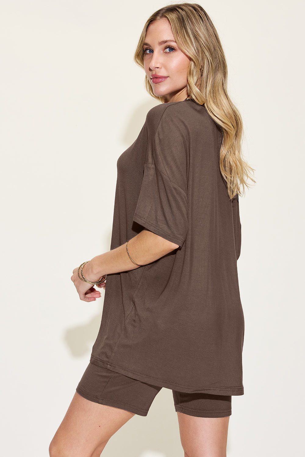Basic Bae Full Size V-Neck Drop Shoulder Short Sleeve T-Shirt and Shorts Set (7 Colors)