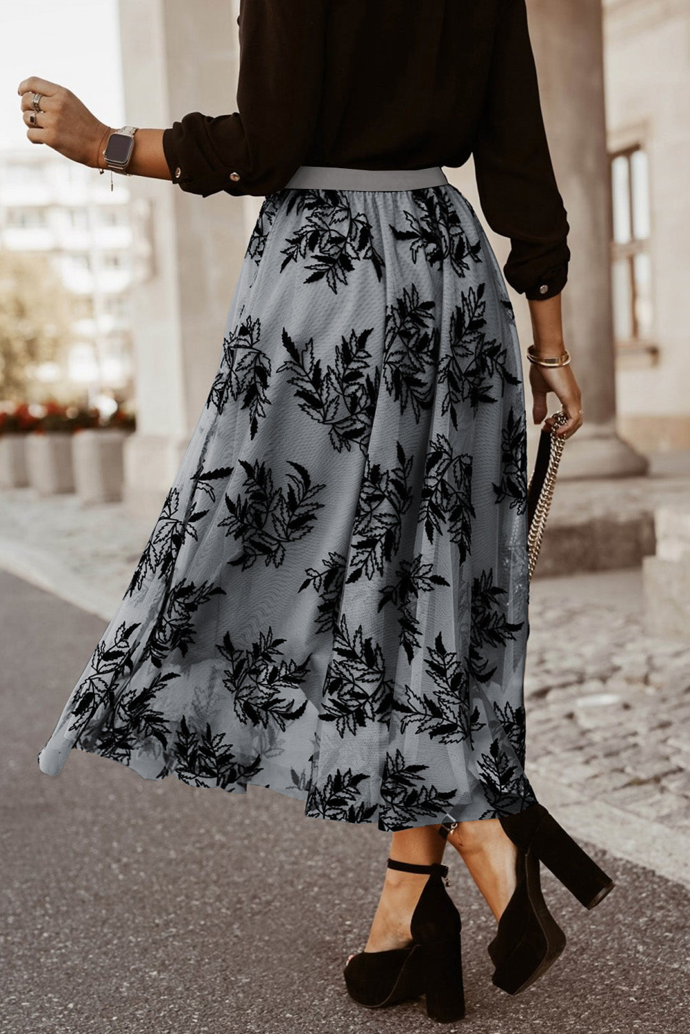 Embroidered High Waist Maxi Skirt (4 Colors)