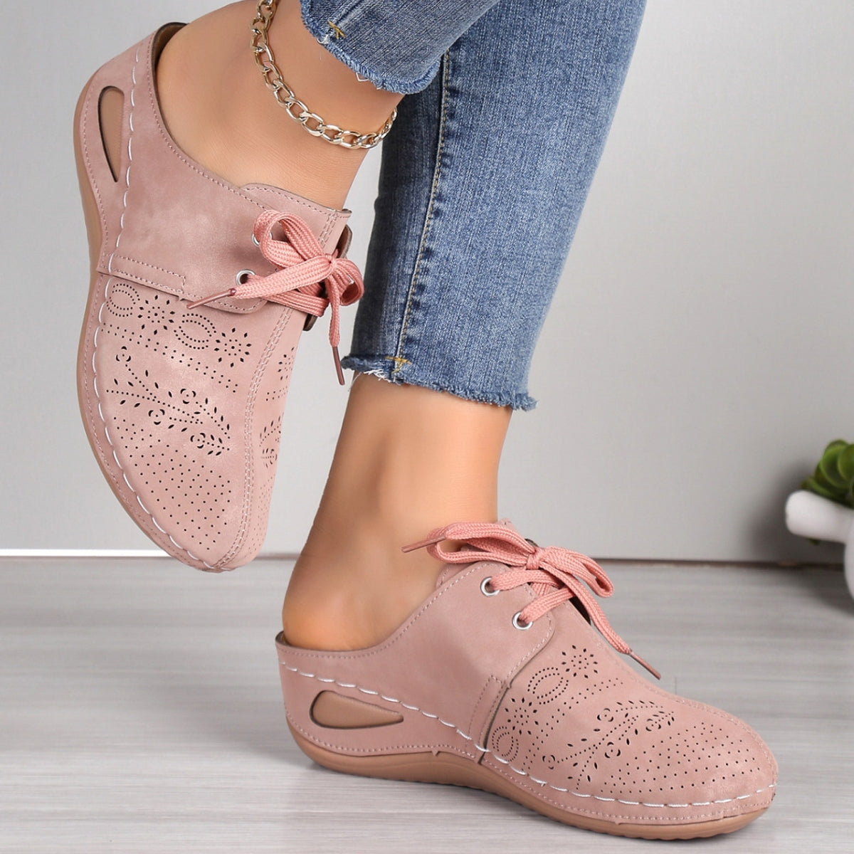 Lace-Up Round Toe Wedge Sandals (5 Colors)