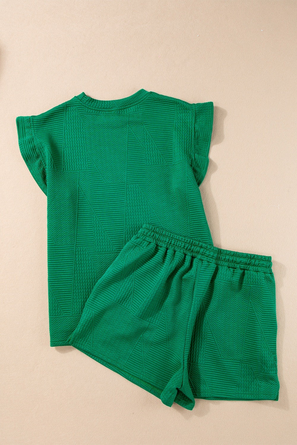 Round Neck Top and Drawstring Shorts Set (2 Colors)