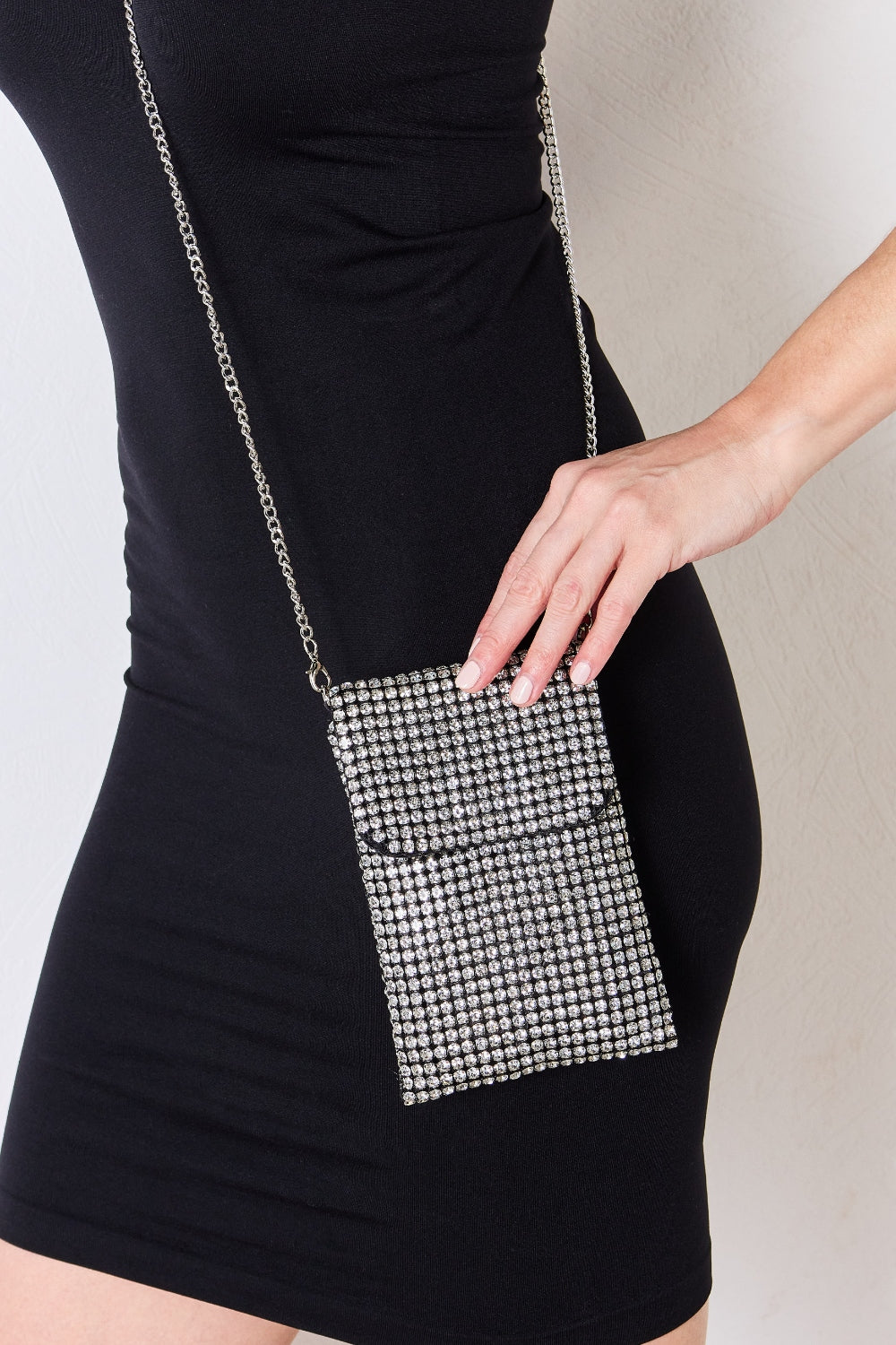 Forever Link Rhinestone Mini Crossbody Bag in Silver