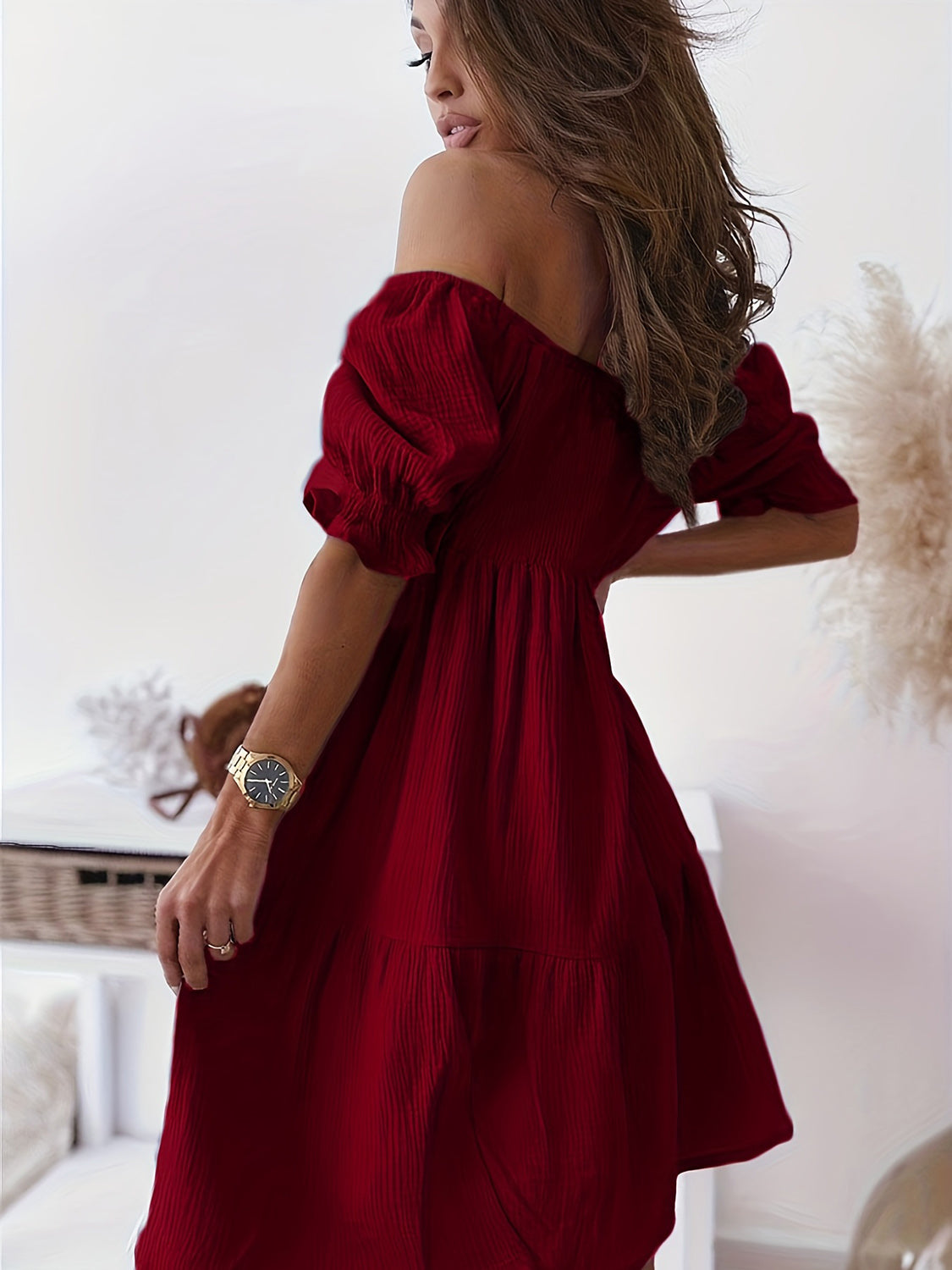 Full Size Ruffled Off-Shoulder Short Sleeve Dress (7 Colors)