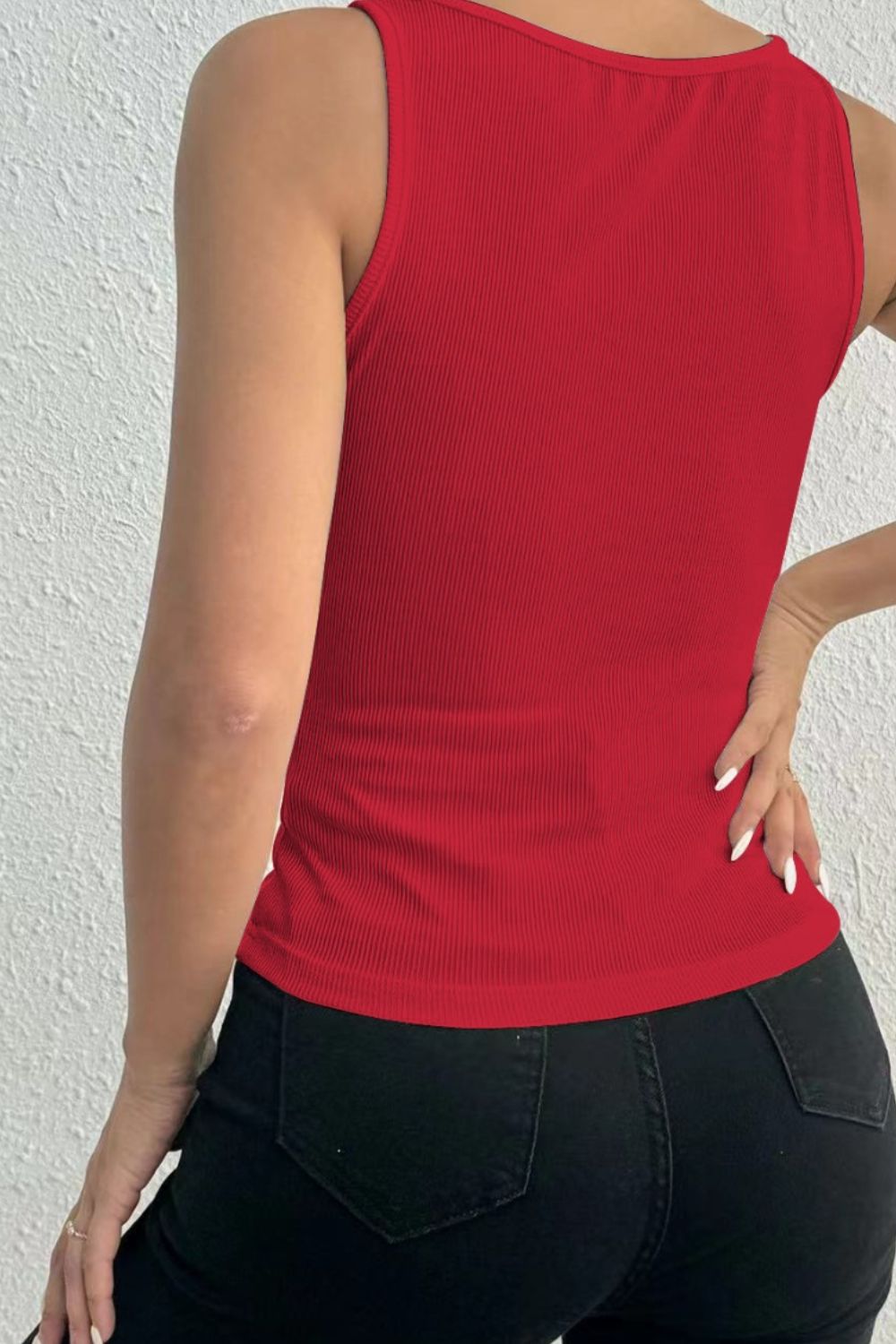 Lace Detail Square Neck Wide Strap Tank (5 Colors)