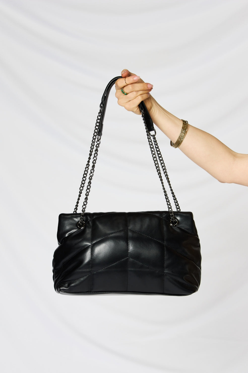 Black PU Leather Chain Handbag (2 Colors)