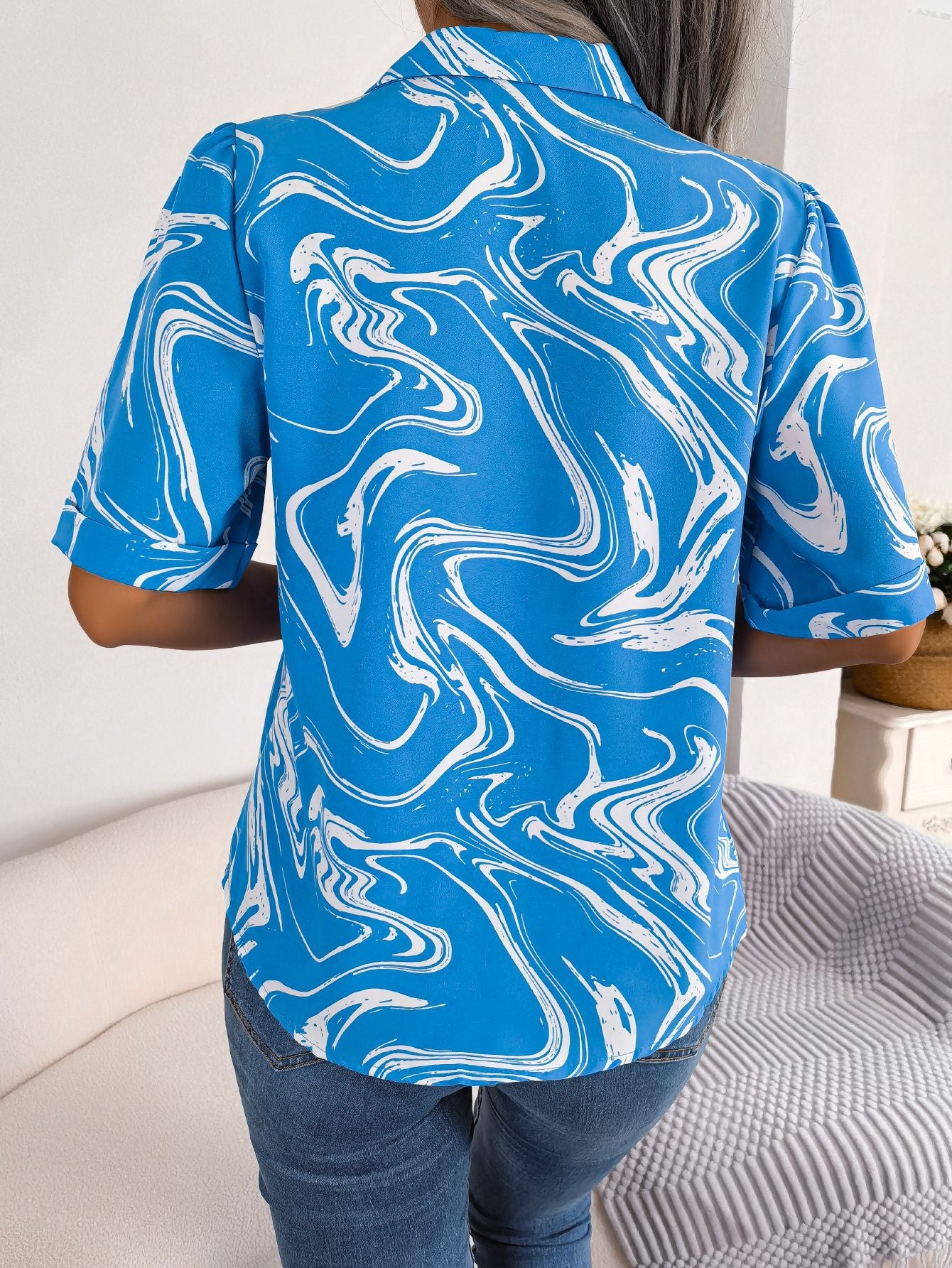 Printed Lapel Collar Shirt (3 Colors)