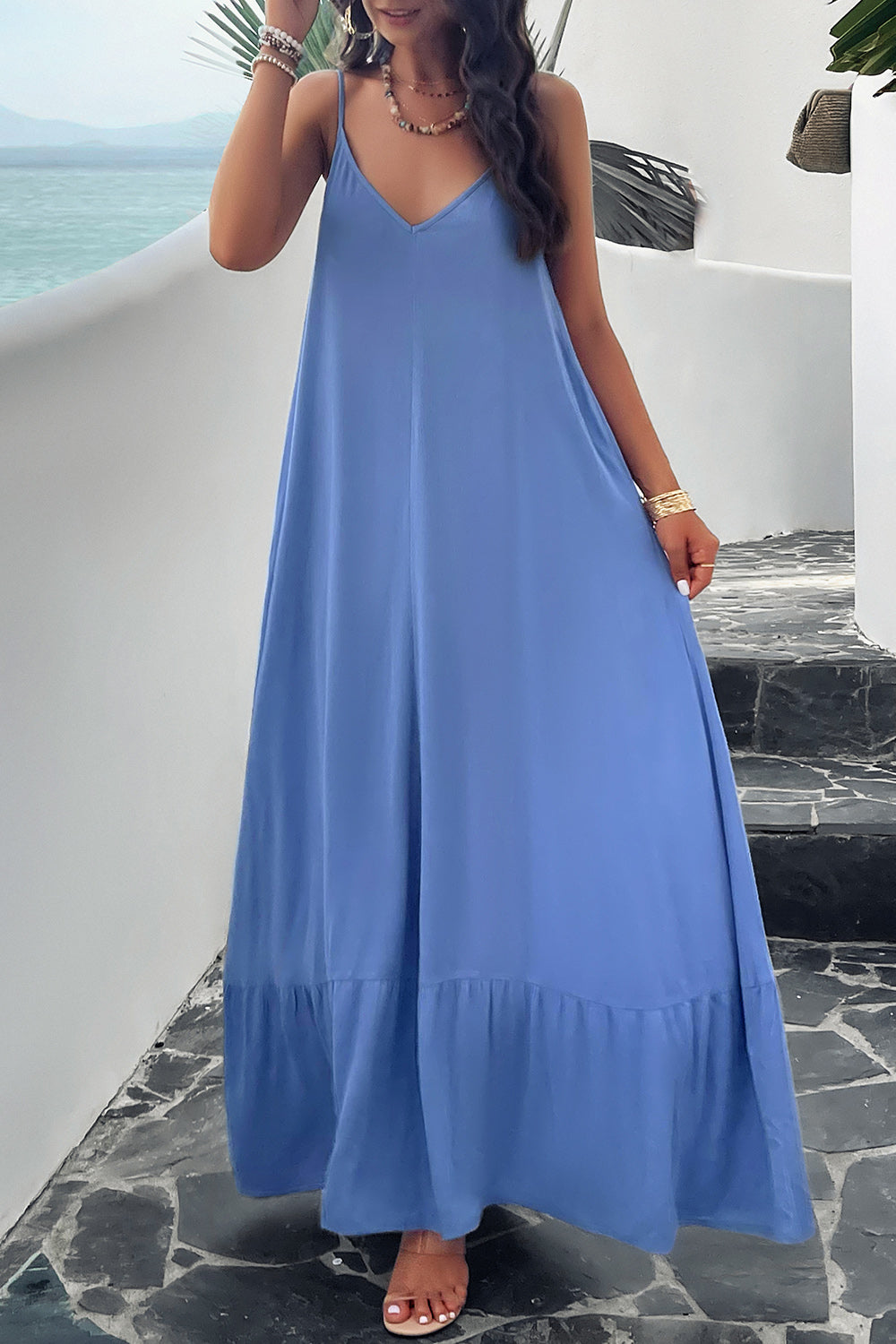 Backless Maxi Cami Dress with Pockets (4 Colors)