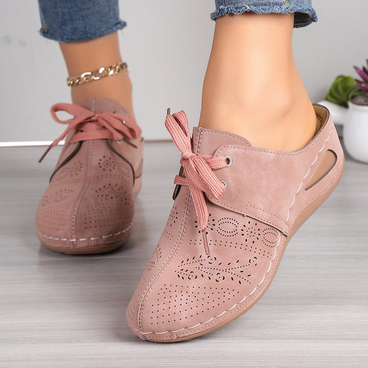 Lace-Up Round Toe Wedge Sandals (5 Colors)