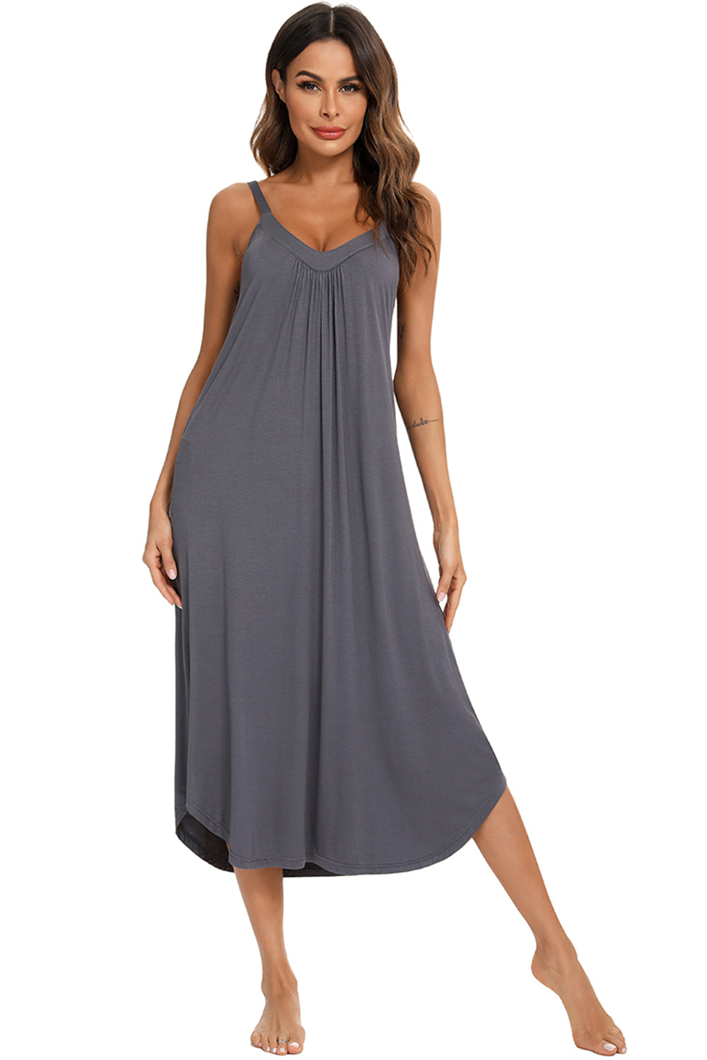 V-Neck Midi Lounge Dress (4 Colors)