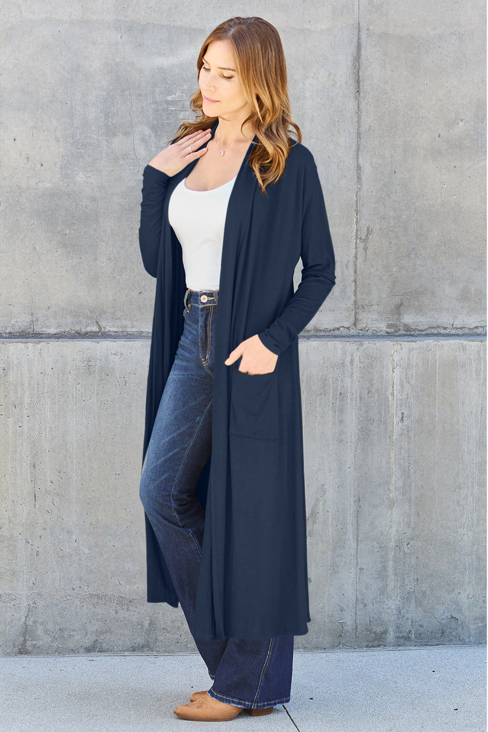 Basic Bae Full Size Open Front Long Sleeve Cover Up (5 Colors up to 3XL)